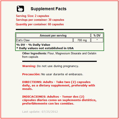 Cat's Claw 700 mg 60 Capsulas