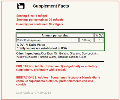 CoQ-10 100 mg 30 Capsulas