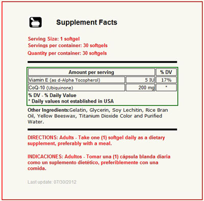 CoQ-10 200 mg 30 Capsulas