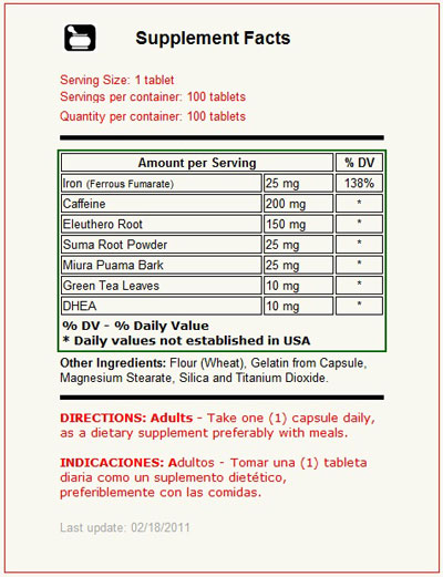 Energy Complex con DHEA 100 Capsulas