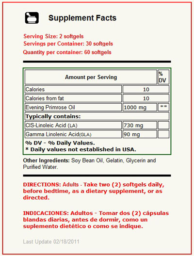 Evening Primrose oil 60 Capsulas