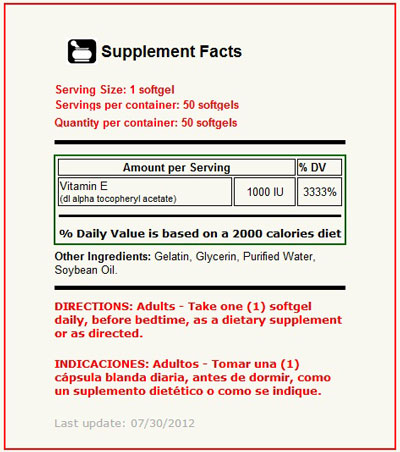 Vitamina E 1000 IU 50 Capsulas
